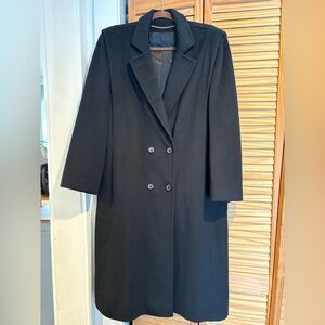 Rice Coat Company 100% Wool Black Double-Breasted Trench Jacket Large Vintage